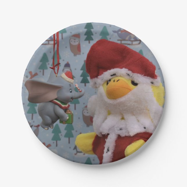 Danny Duck Santa.   Paper Plates (Front)