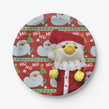 Danny Duck Santa.   Paper Plates
