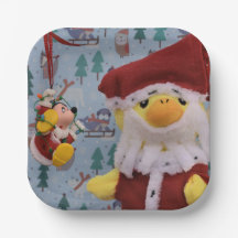 Danny Duck Santa.   Paper Plates