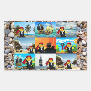 Danny Duck the Pirate Collage Rectangular Sticker