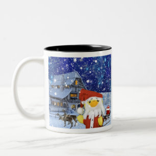 Danny Duck visits Santa Two-Tone Coffee Mug