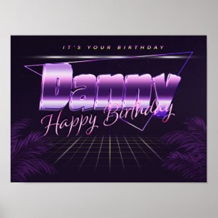 Danny Name Vorname lila retro Poster Geburtstag