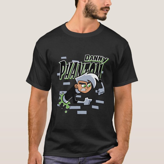 Danny Phantom Coming Through Brick Wall T-Shirt (Front)