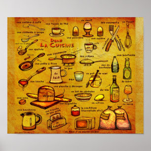 'Dans La Cuisine' French Kitchen Vocab Poster