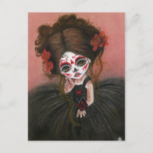 Danse Macabre big eye girl Postcard
