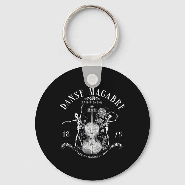 Danse Macabre Orchestra Skeleton Violin Teacher Key Ring (Front)