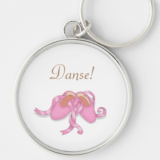 "Danse" Pink Ballet Slippers Dancer Keychain (Front)