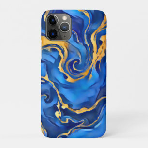 Danse Royale Rich Royal Blue Gold Flowing Abstract iPhone 11 Pro Case