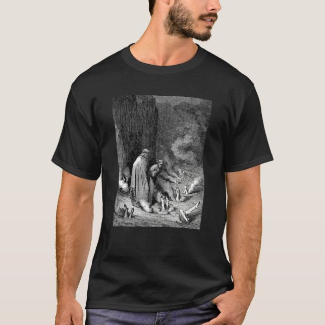 Dante Addresses Pope Nicholas III by Gustave Dore T-Shirt (Front)
