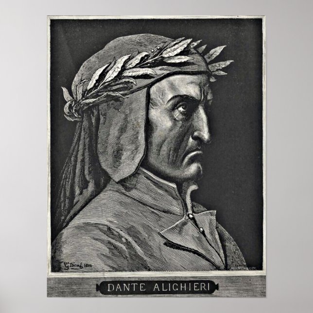 Dante Alighieri Portrait Etching Poster (Front)