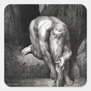 Dante and Virgil in Giant's hand Square Sticker