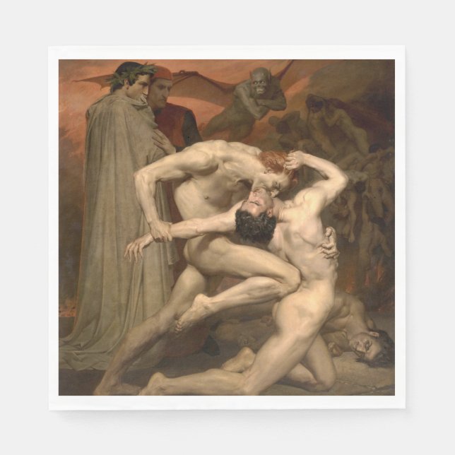 Dante and Virgil in Hell (by Bouguereau) Napkin (Front)
