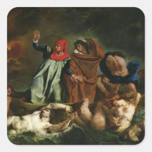 Dante  and Virgil  in the Underworld, 1822 Square Sticker