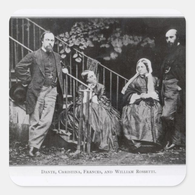 Dante, Christina, Frances and William Rossetti Square Sticker (Front)