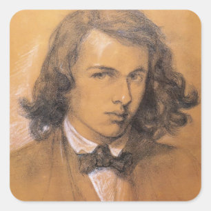 Dante Gabriel Rossetti- Self-Portrait Square Sticker