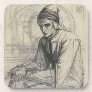 Dante in Meditation Holding a Pomegranate, c.1852 Coaster