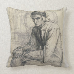 Dante in Meditation Holding a Pomegranate, c.1852 Cushion
