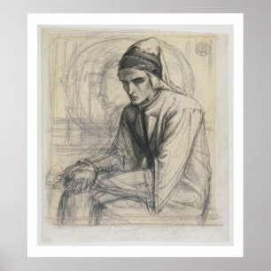Dante in Meditation Holding a Pomegranate, c.1852 Poster