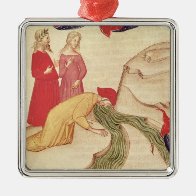 Dante purifying himself before entering metal tree decoration (Front)