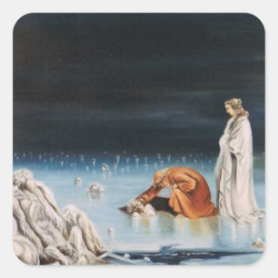 Dante & Virgil at Cocytus - Frozen Lake in Inferno Square Sticker