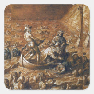 Dante & Virgil on the Styx Ferry Square Sticker