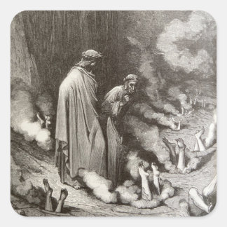 Dante & Virgil see Simoniacs Buried Upside down Square Sticker