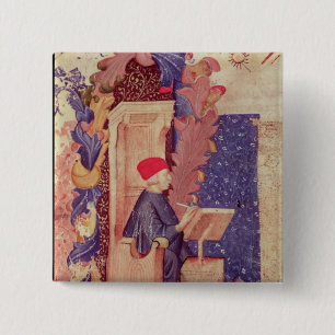 Dante writing 'The Divine Comedy' 15 Cm Square Badge