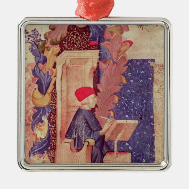 Dante writing 'The Divine Comedy' Metal Tree Decoration (Front)