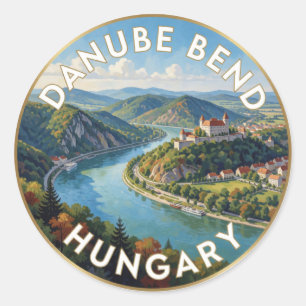 Danube Bend Visegrad Hungary Travel Landscape Classic Round Sticker
