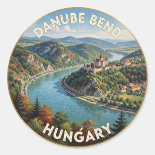 Danube Bend Visegrad Hungary Travel Landscape Classic Round Sticker