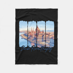 Danube River Hungary Traveling Trip Danube River V Fleece Blanket