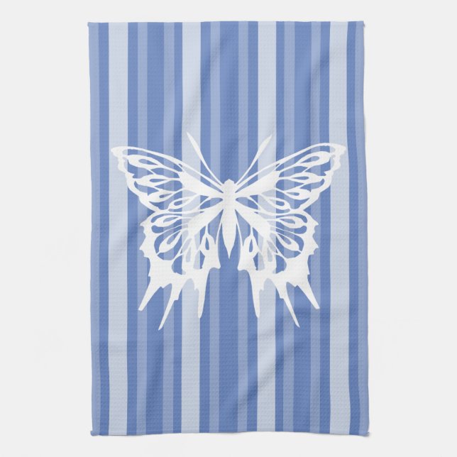 Danube Victorian Stripe with Butterfly Tea Towel (Vertical)