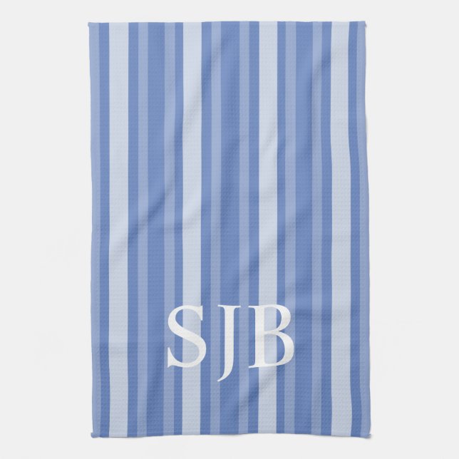 Danube Victorian Stripe with Monogram Tea Towel (Vertical)