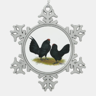D'Anvers Black Bantams Snowflake Pewter Christmas Ornament
