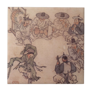 Danwon Mudong Korean Traditional Painting Ceramic Tile