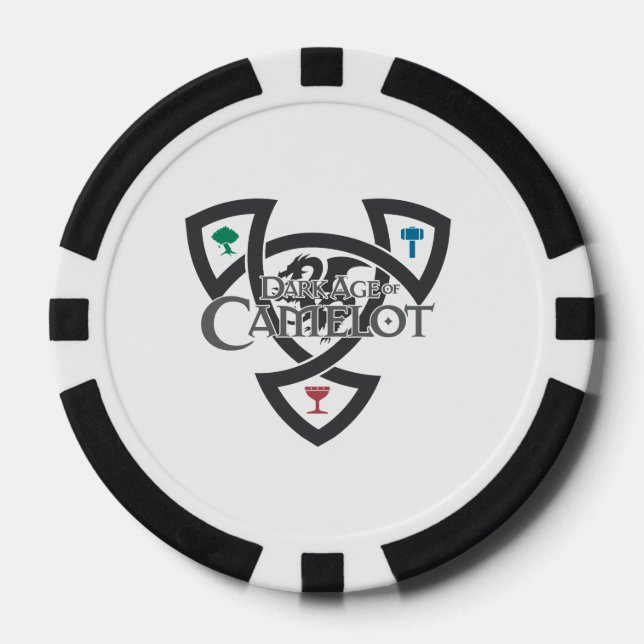 DAoC Knot Clay Poker Chips, Black Striped Edge Chips (Front)