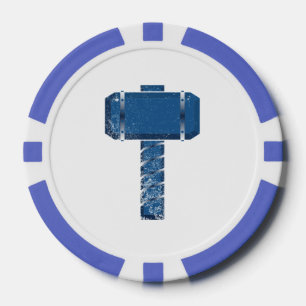 DAoC Midgard Clay Poker Chips, Blue Striped Edge Chips