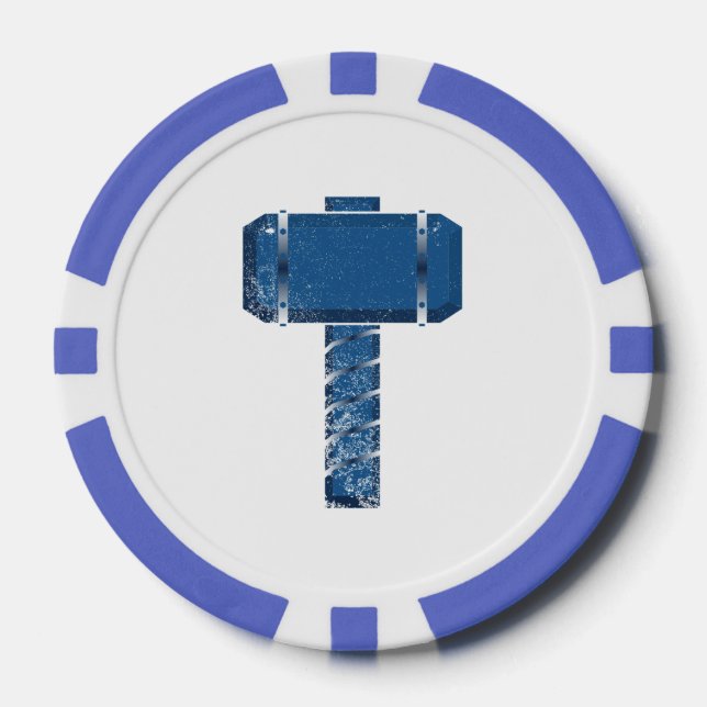 DAoC Midgard Clay Poker Chips, Blue Striped Edge Chips (Front)