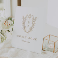 DAPHNE Antique Gold White Wedding Guest Book Sign