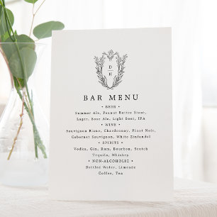 DAPHNE Black White Vintage Wedding Bar Menu Sign