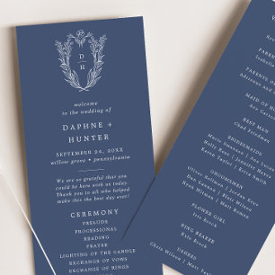 DAPHNE Dark Blue Botanical Minimalist Navy Wedding Program