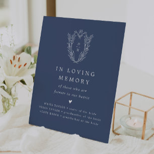 DAPHNE Dark Blue In Loving Memory Wedding Memorial Pedestal Sign