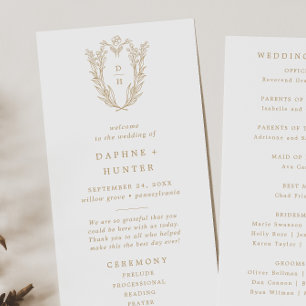 DAPHNE Elegant Gold White Classic Fancy Wedding Program