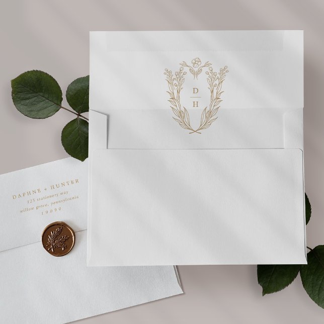 DAPHNE Gold and White Wedding Invitation Envelopes (DAPHNE Gold and White Wedding Invitation Envelopes)