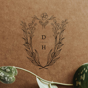 DAPHNE Monogram Greenery Wedding Rubber Stamps