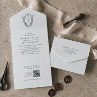 DAPHNE QR Code Black White Floral Vintage Wedding