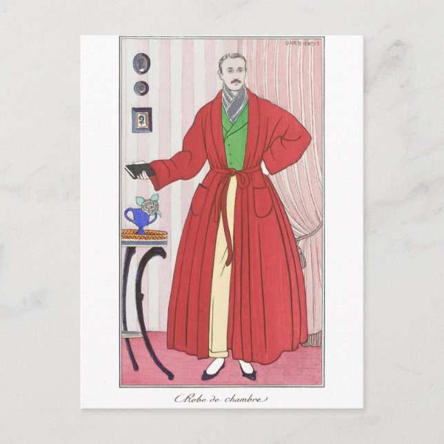 Dapper 1913 Man Wearing Robe by Georges Barbier  Postcard (Front)