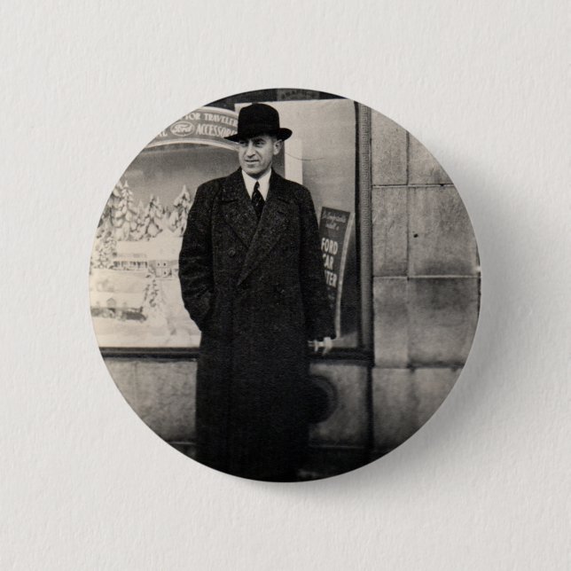 dapper 1930s man photo 6 cm round badge (Front)