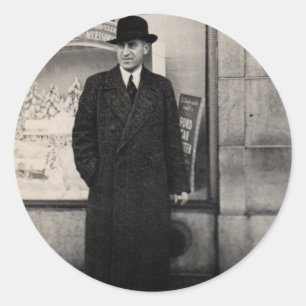 dapper 1930s man photo classic round sticker