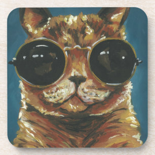 Dapper Animal Kitty In Sunglasses Coaster